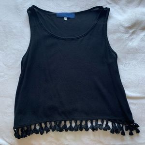 Women’s black fringe top